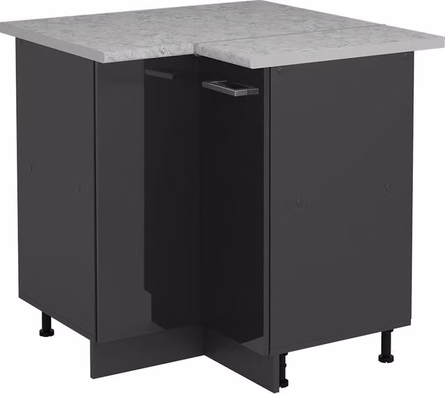 Mobile ad angolo cucina R-Line Antracite lucido/Antracite 75.6 cm PL Marmo Vicco