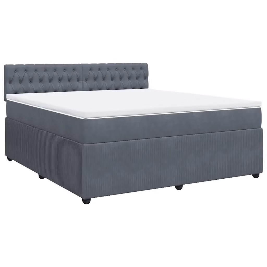 Letto Ibrido vidaXL con Materasso a Molle in Velluto Grigio e Bianco L/P: 180 x 200 cm – 2