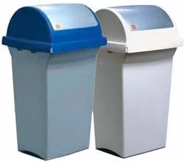 Set di 3 bidoni con coperchio basculante ICS da 50 l, colore grigio blu, L: 43 cm, P: 39 cm, H: 76 cm