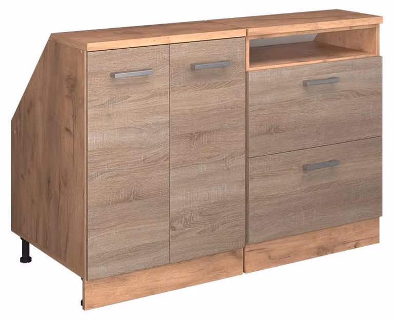 Mobile cucina sottotetto Vicco R-Line Sonoma 120 cm Set di 2 carcasse armadio profondità 60 cm, Model 60482