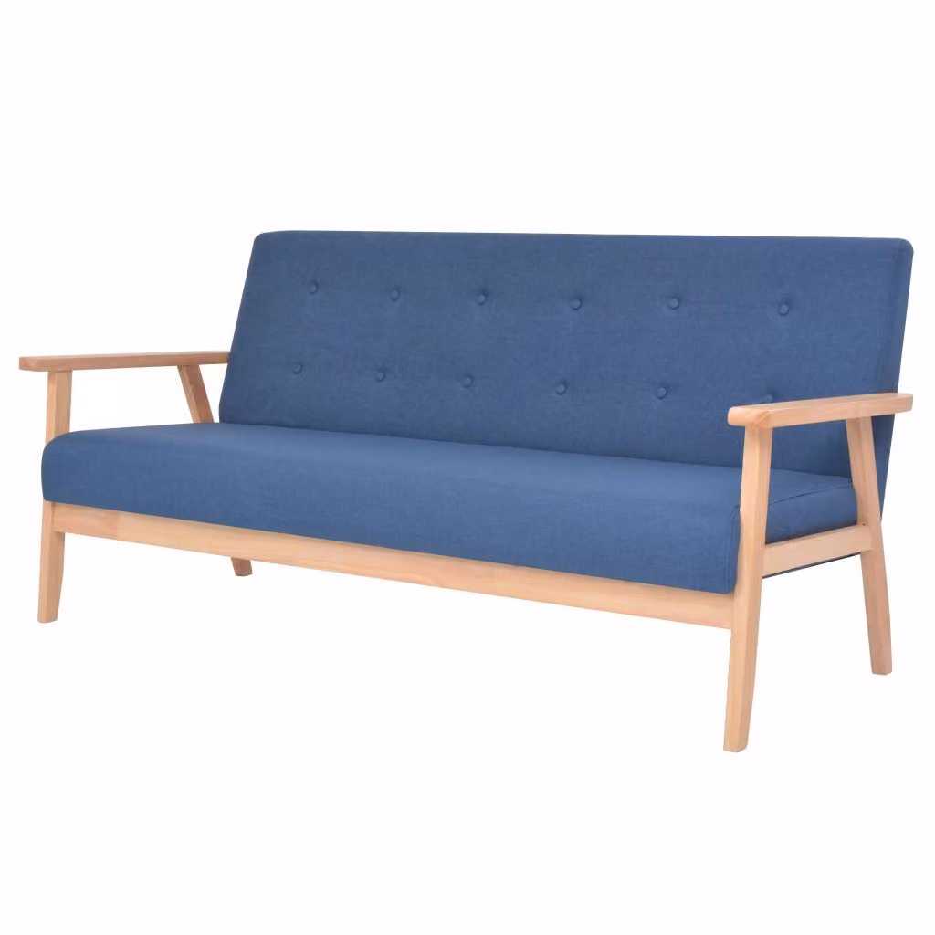 Set di divani 3 pezzi in tessuto blu
