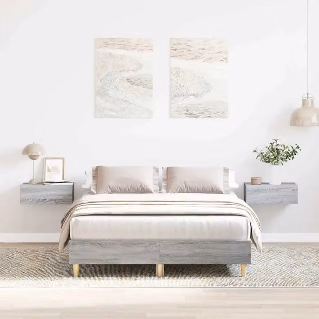 Giroletto senza materasso vidaXL Sonoma Grigio L 140 x P 190 cm in legno e MDF