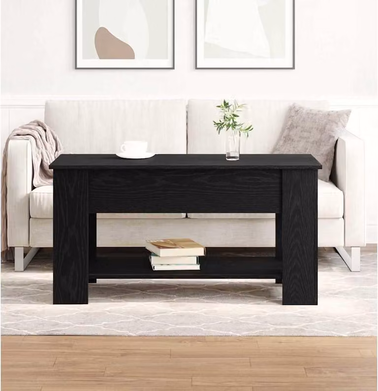 Maison Exclusive - Tavolino da caffè nero, finitura effetto legno di quercia, dimensioni 101 x 49 x 52 cm, materiale: legno composito