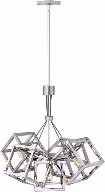 Lampadario Contemporaneo Ensemble Acciaio Nichel Lucido 5 Luci E27