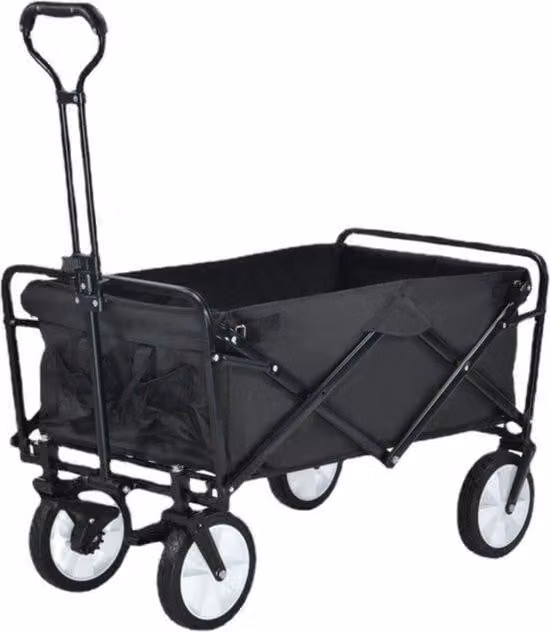 Carrello pieghevole con ruote piene, nero, per bambini