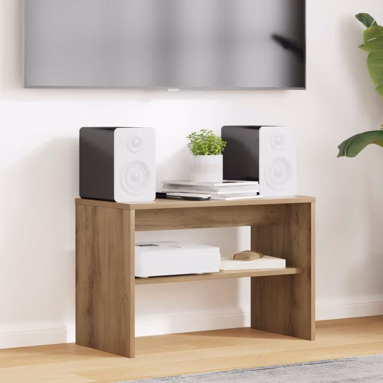 Mobile TV vidaXL in Rovere artigianale con ruote, L 60 cm x P 30 cm x H 40 cm, Marrone