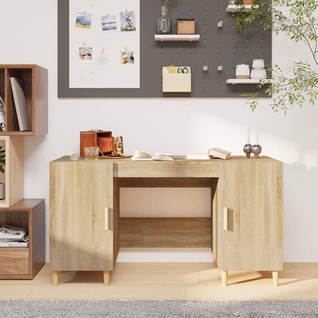 Scrivania da ufficio vidaXL in legno color rovere sonoma, L 140 x P 50 x H 75 cm