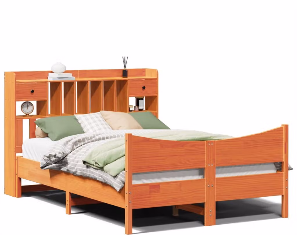 vidaXL Letto in legno massiccio senza materasso Wax brown 150x200 cm Legno di pino