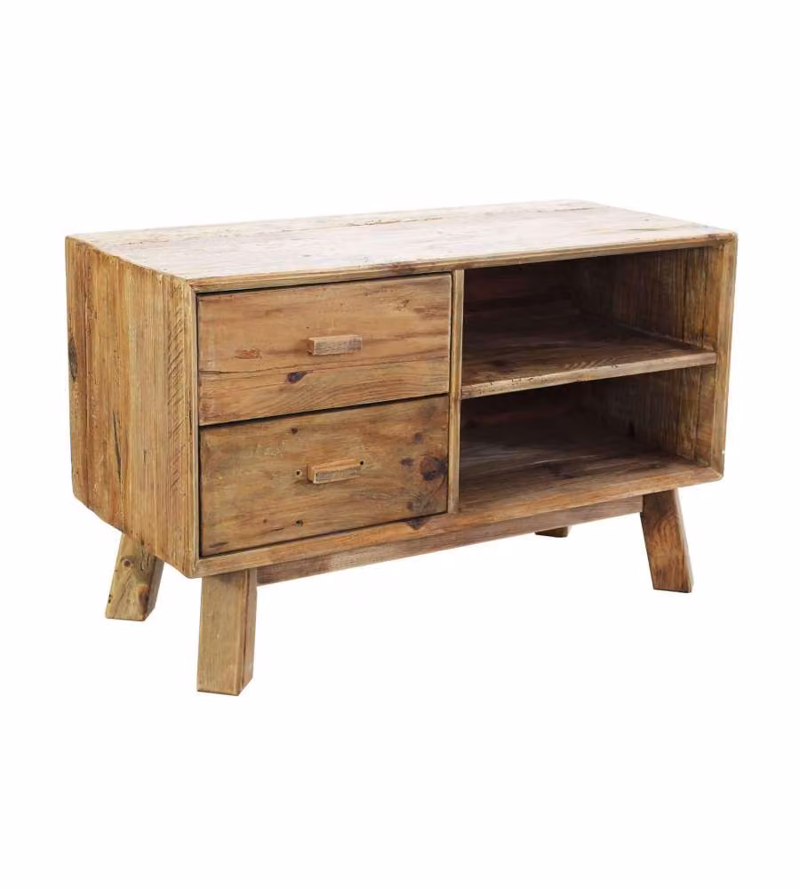 Cosma Mobile Comodino in Legno di Pino Riciclato Marrone 90x40x55 cm