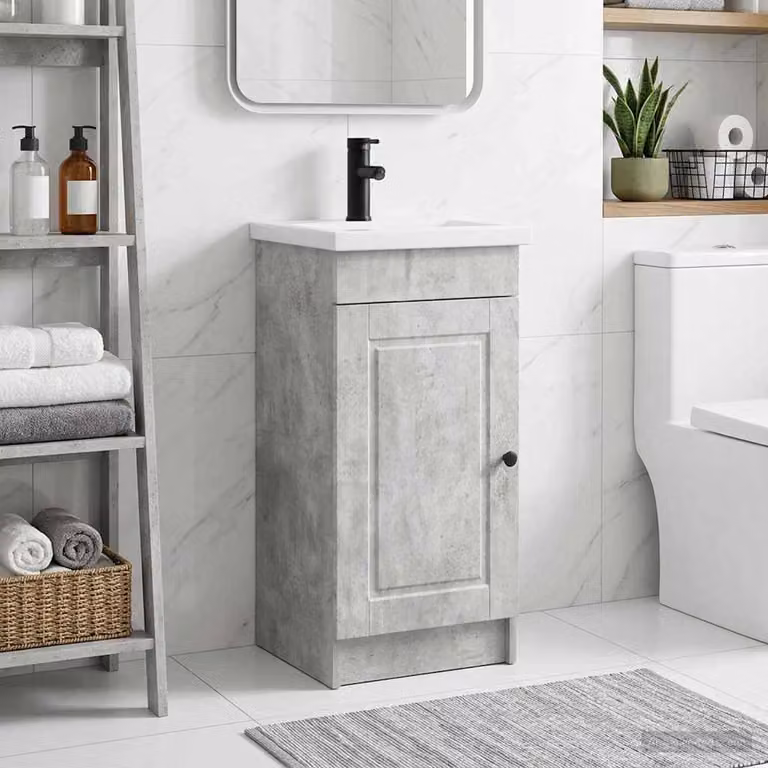 Mobile da bagno con lavabo vidaXL moderno in grigio cemento L: 42 cm, P: 40 cm, H: 84,5 cm