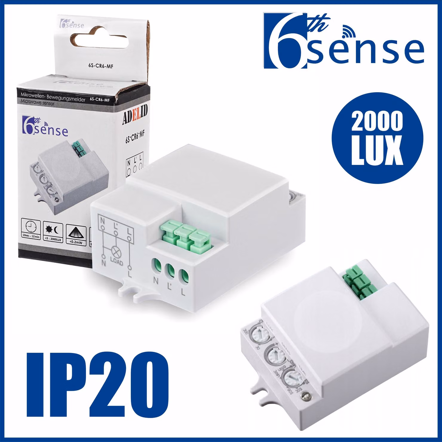 Sensore di movimento a microonde, sensore radar, sensore di movimento a LED, sensore a infrarossi PIR a 360°, da incasso, colore bianco