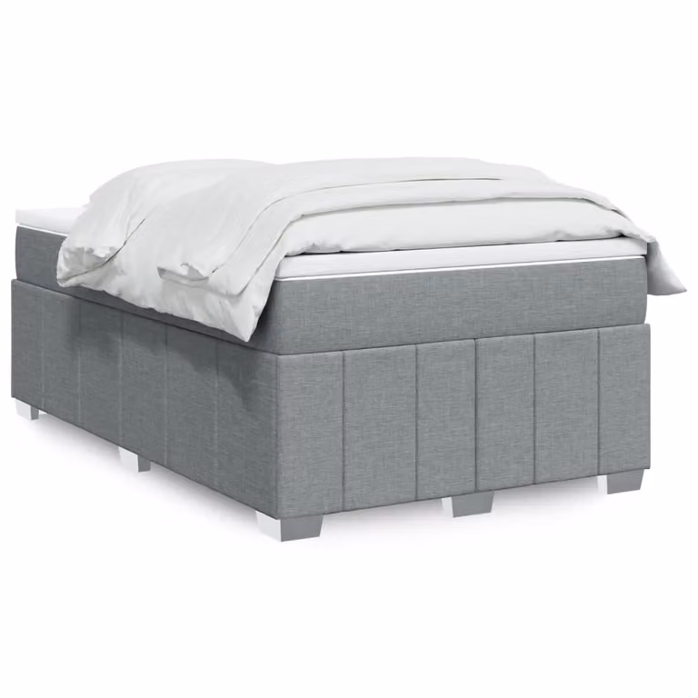 vidaXL Giroletto a Molle con Materasso Ibrido in Tessuto Grigio e Bianco L/P/H: 120 x 190 cm