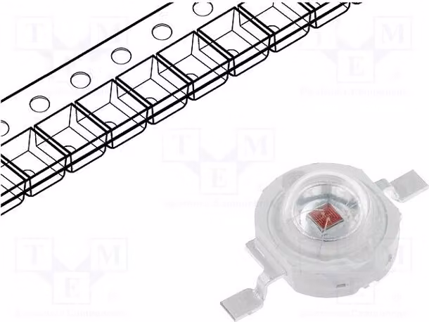 1 x Trasmettitore a infrarossi, modello P, potenza: 240 mW, angolo di emissione: 120°, lunghezza d'onda: 730 nm, potenza: 2,1 W, codice prodotto: OSR9XAE3E1E. LED a infrarossi