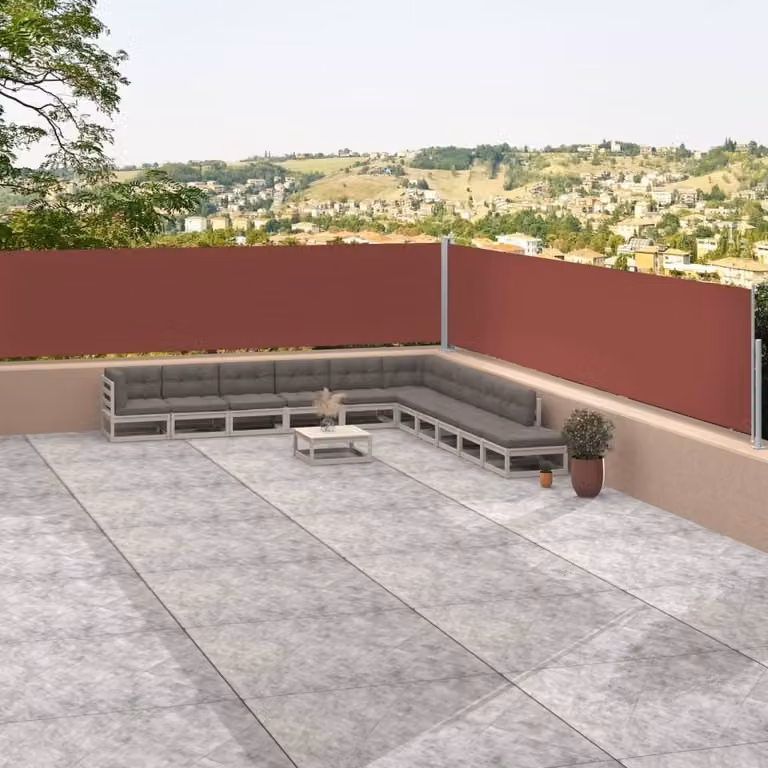 The Living Store Tenda laterale estensibile marrone 117x1200 cm