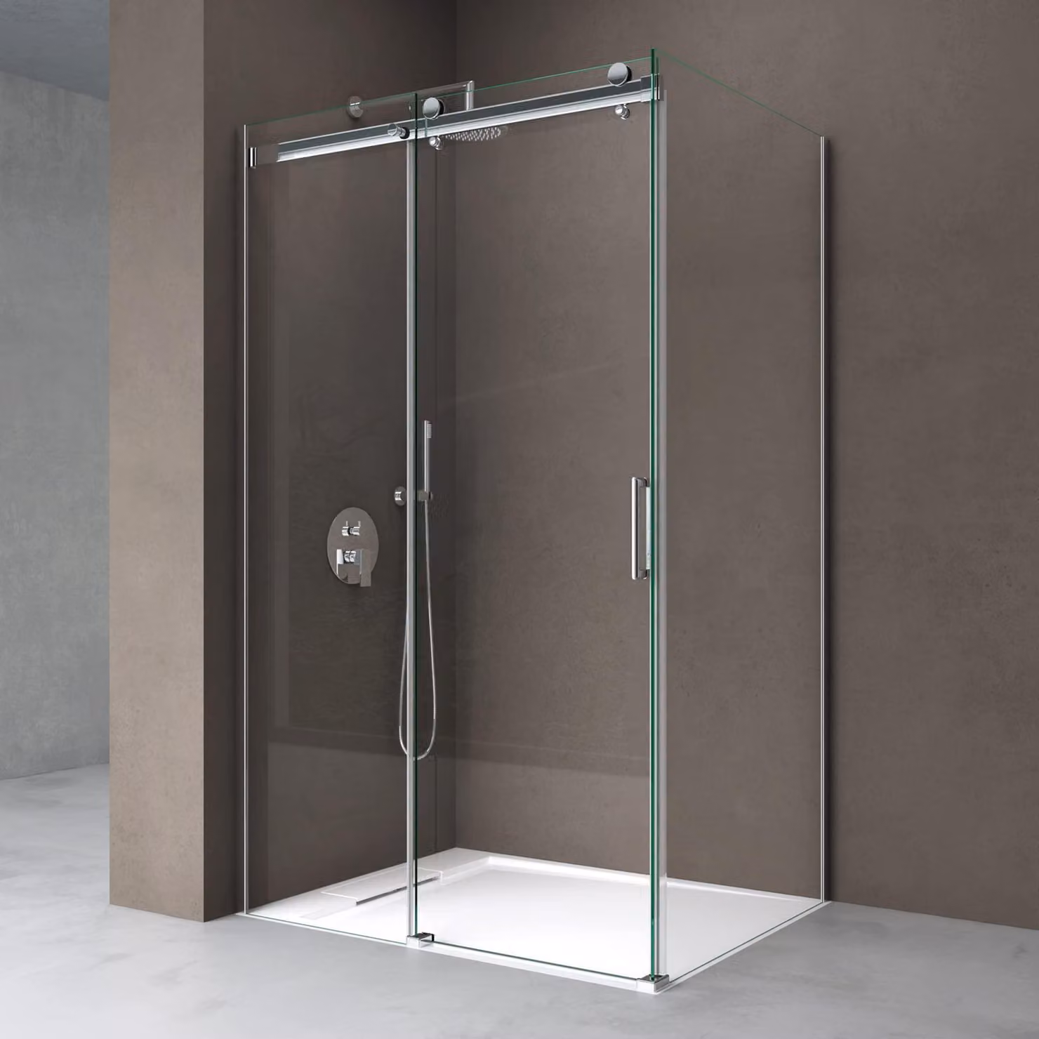 doporro Box Doccia Angolare 80x120x195 cm in Vetro Temperato Trasparente 8 mm Porta Scorrevole con Maniglie e Profili Cromati, Piatto Doccia Bianco da 4 cm Incluso - Ravenna17K