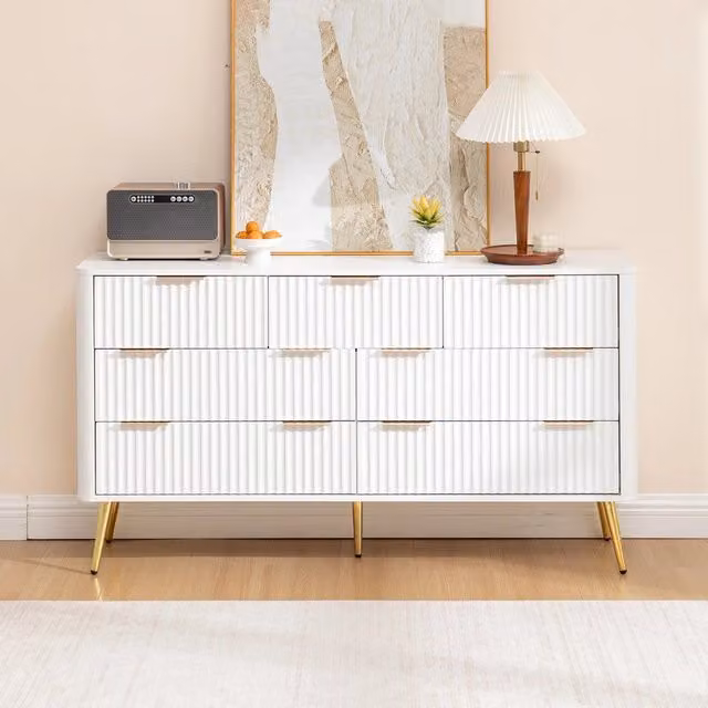 Cassettiera 7 Cassetti ¨C MINIMAL ¨C Bianco, MDF, Metallo, Moderno