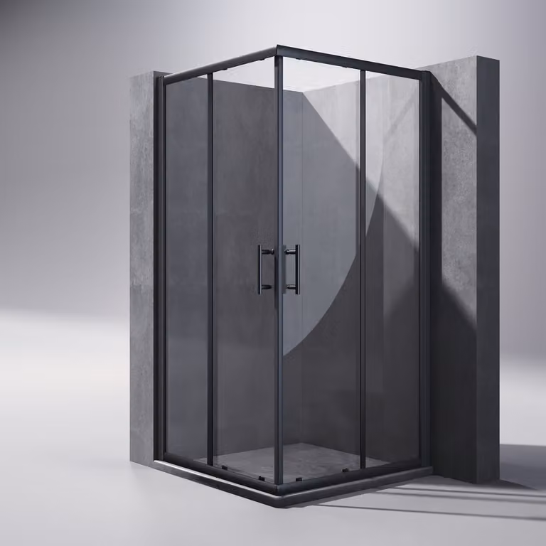 SONNI 100x100x195cm nero angolo doccia porta scorrevole cabina doccia doppia porta doccia ingresso angolare ESG vetro doccia cabina doccia