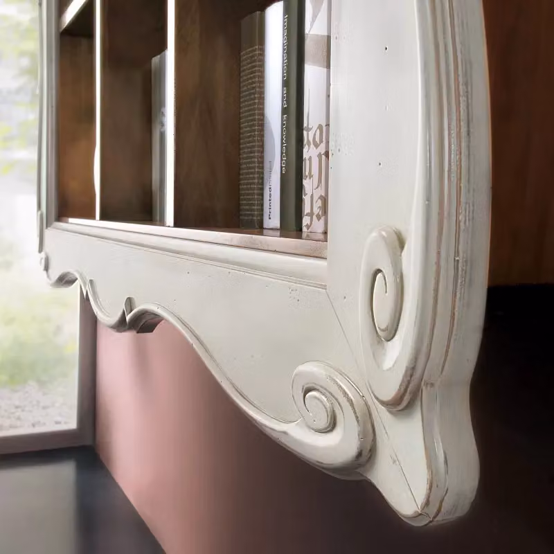 Libreria pensile a giorno Mobili 2G in legno stile shabby chic con 9 vani, bicolore bianco e marrone, H 151 x L 151 x P 36 cm – 4