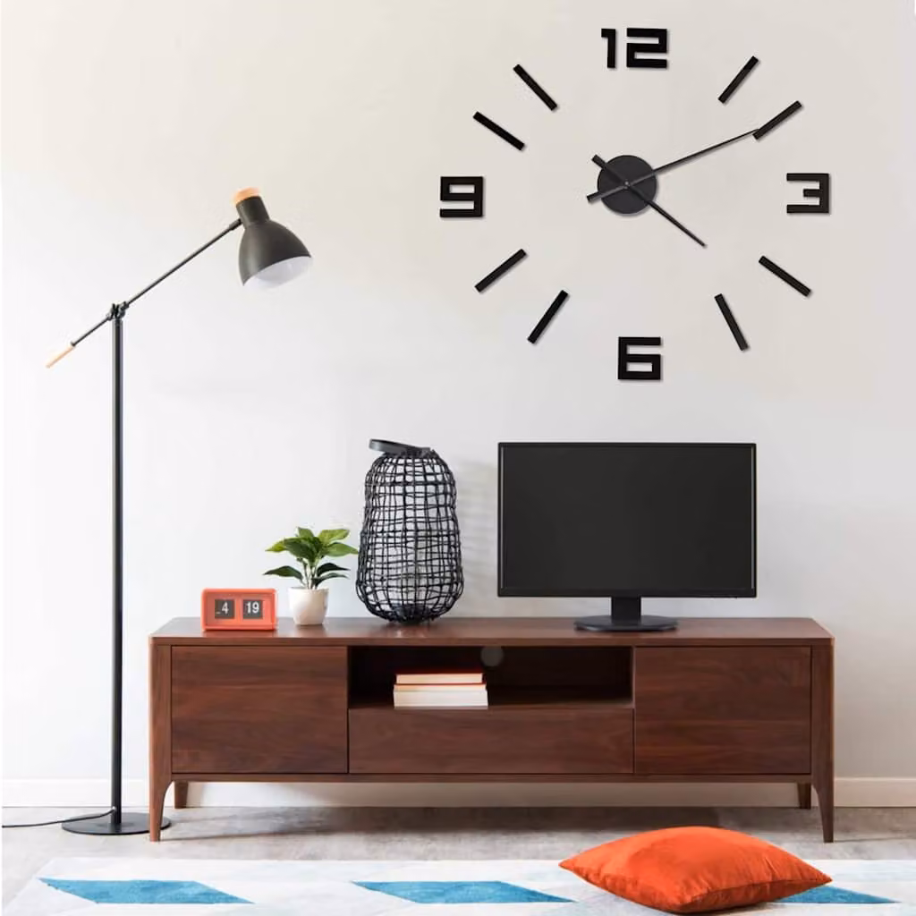 vidaXL Orologio da Parete Analogico Moderno Nero con Design 3D, Diametro: 100 cm