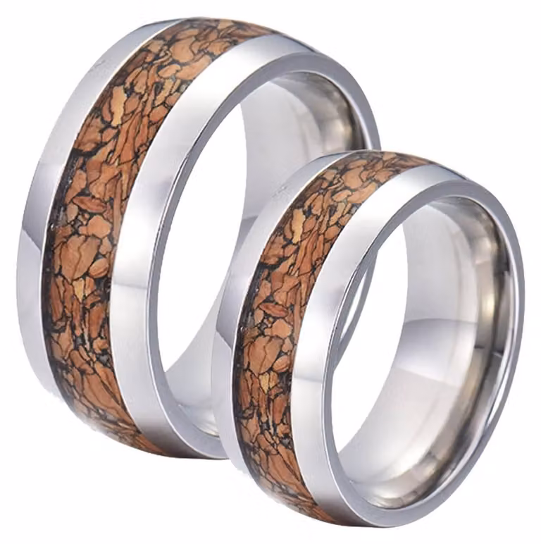 Anelli personalizzati in tungsteno con inserti in legno