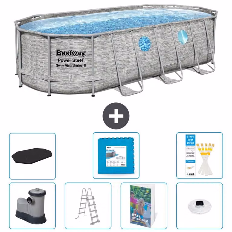 Bestway Power Steel, piscina ovale - 549x274x122 cm - composta da 6 parti, modello S674