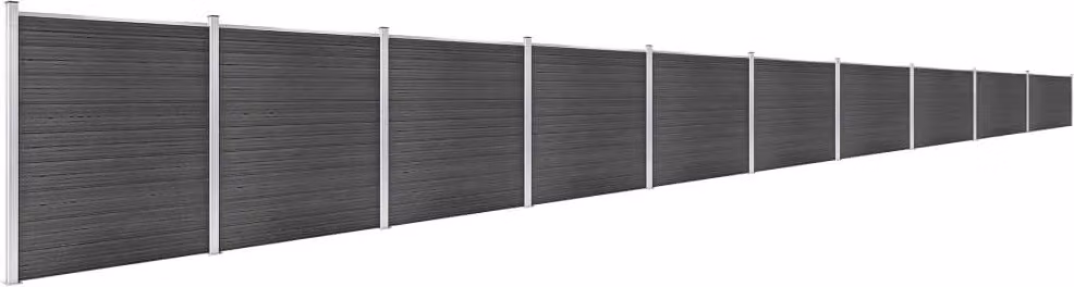 Set Pannelli di Recinzione in WPC 1737x186 cm Nero