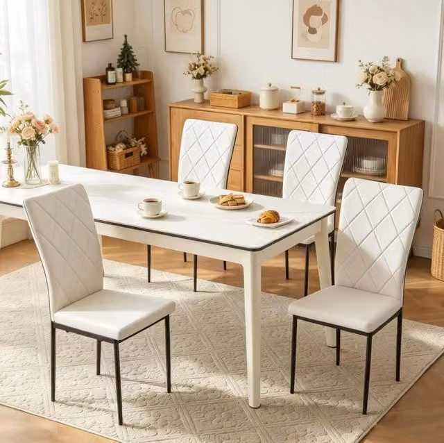 set di 4 sedie da pranzo bianche – schienale alto, montaggio facile