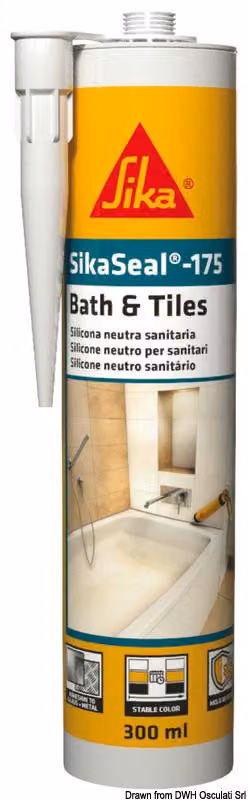 Sigillante siliconico SikaSeal-175, grigio chiaro, 300 ml, Osculati, codice prodotto 65.418.03