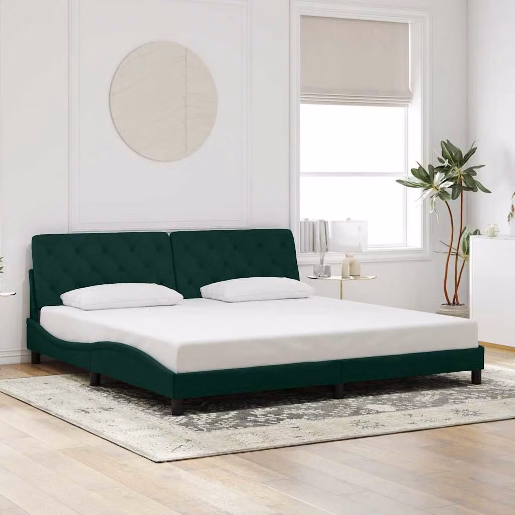vidaXL Giroletto in Velluto Verde con Struttura in Legno e Metallo 200x200 cm – 1