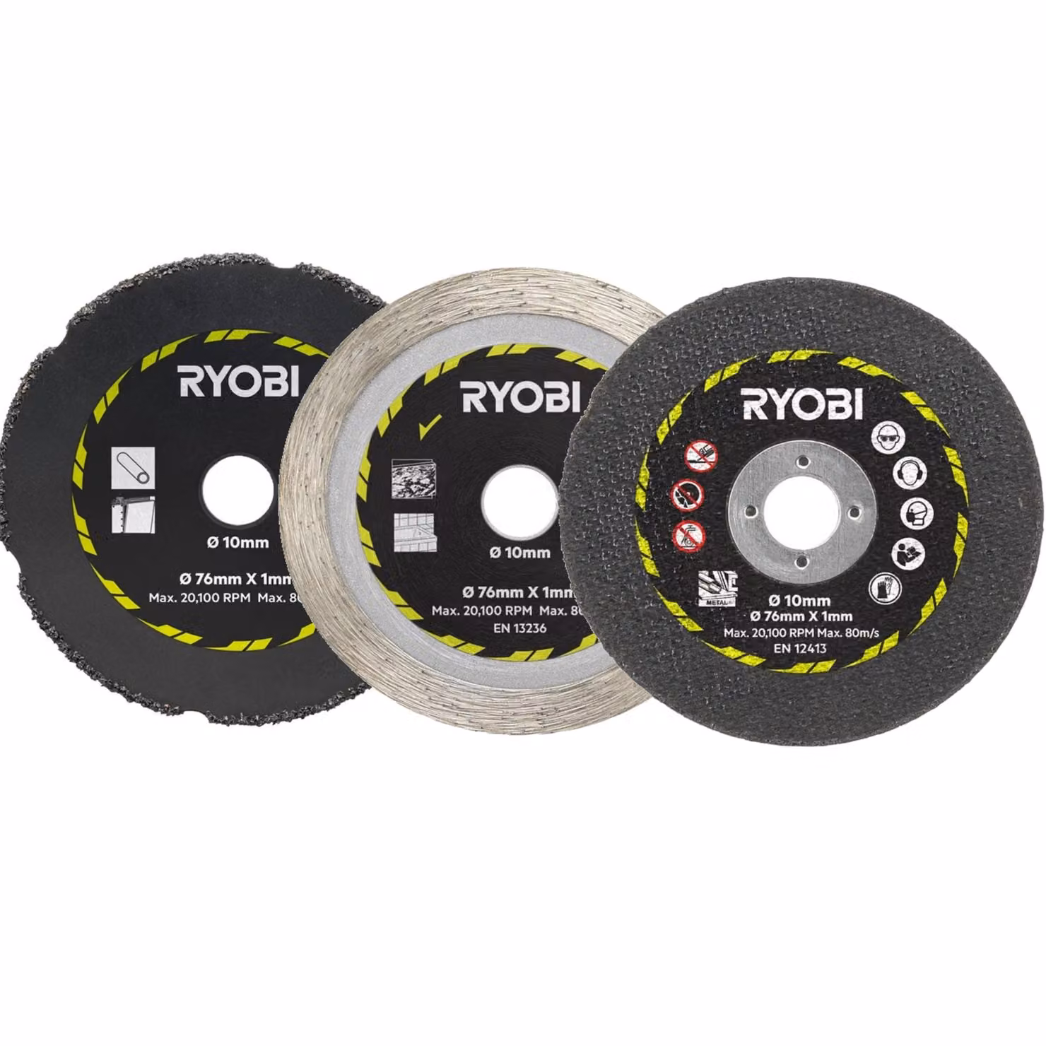 Set di dischi abrasivi RYOBI per metallo, acciaio inossidabile e piastrelle in Vetroceramica