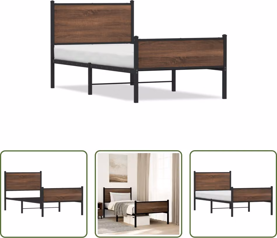 The Living Store Struttura letto con testiera e pediera in metallo 90x200 cm