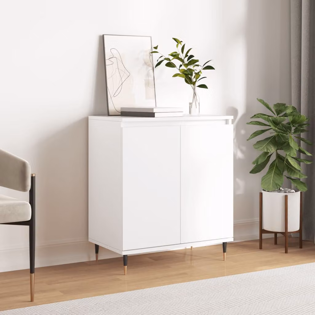 Credenza moderna vidaXL bianca in legno e metallo L 60 cm, P 35 cm, H 70 cm