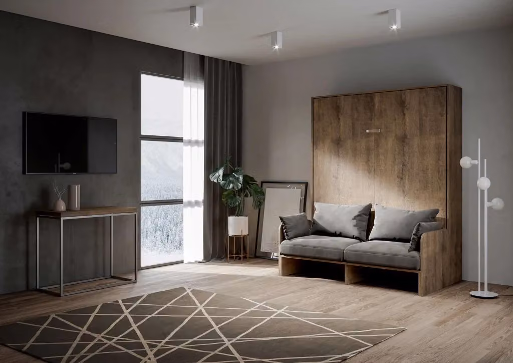 Letto Matrimoniale a Scomparsa Salvaspazio con Sofà Kentaro GIORDANOSHOP Marrone – 2