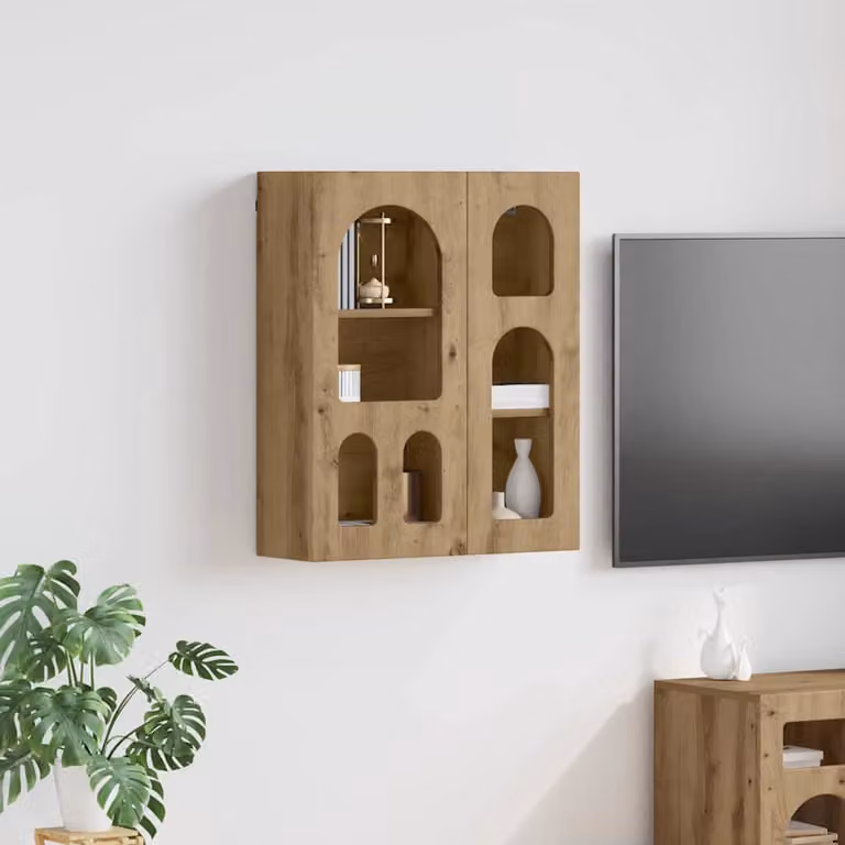 Armadio pensile da parete vidaXL ELST Rovere Artigianale, colore marrone, L: 59 cm, P: 20 cm, H: 71,5 cm