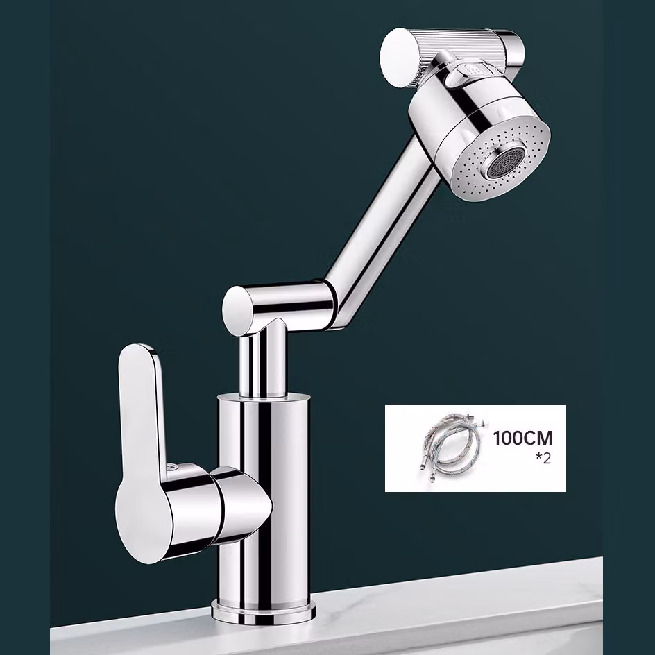 Miscelatore da lavabo ZELURXX, orientabile in tre dimensioni con angoli multipli, regolabile in altezza, utilizzabile in cucina, bagno, balcone, diametro 4 cm