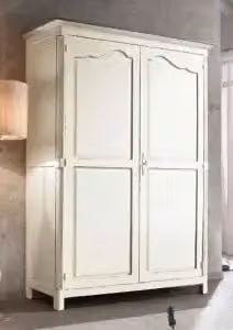 Armadio Shabby Chic KIVIO in Legno Bianco con Ante a Battente L/P/H: 157 x 60 x 217 cm