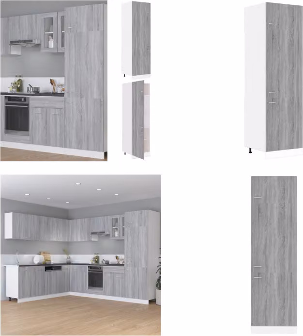 vidaXL Armadio refrigerato grigio Sonoma 60x57x207 cm Materiale ligneo - Armadio da cucina - Armadi da cucina - Armadio dispensa - Armadio dispensa