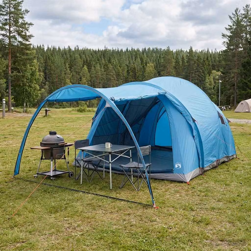Tenda a tunnel vidaXL per 6 persone in poliestere e acciaio, colore blu