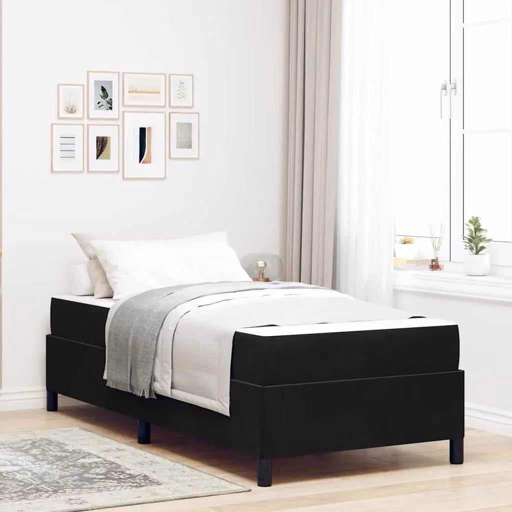Struttura letto con materasso vidaXL in tessuto nero L 90 x P 200 cm – 1