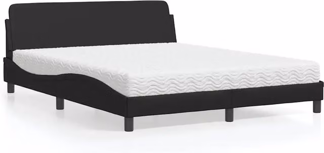 Letto moderno vidaXL con materasso in schiuma e cassetti, rivestimento in similpelle e tessuto, colore nero e bianco, L/P/H: 200 x 160 x 74,5 cm – 1