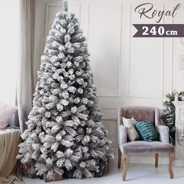 Albero di Natale Innevato Royal Bakaji Verde e Bianco, Altezza: 240 cm, 1413 Rami Super Folti con Effetto Neve Reale