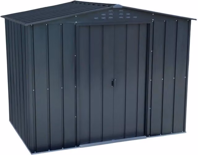 Casetta Box da Giardino GIORDANOSHOP in Acciaio Zincato Antracite con Finestra e Porte Scorrevoli L: 183 cm, P: 261,6 cm, H: 204,5 cm