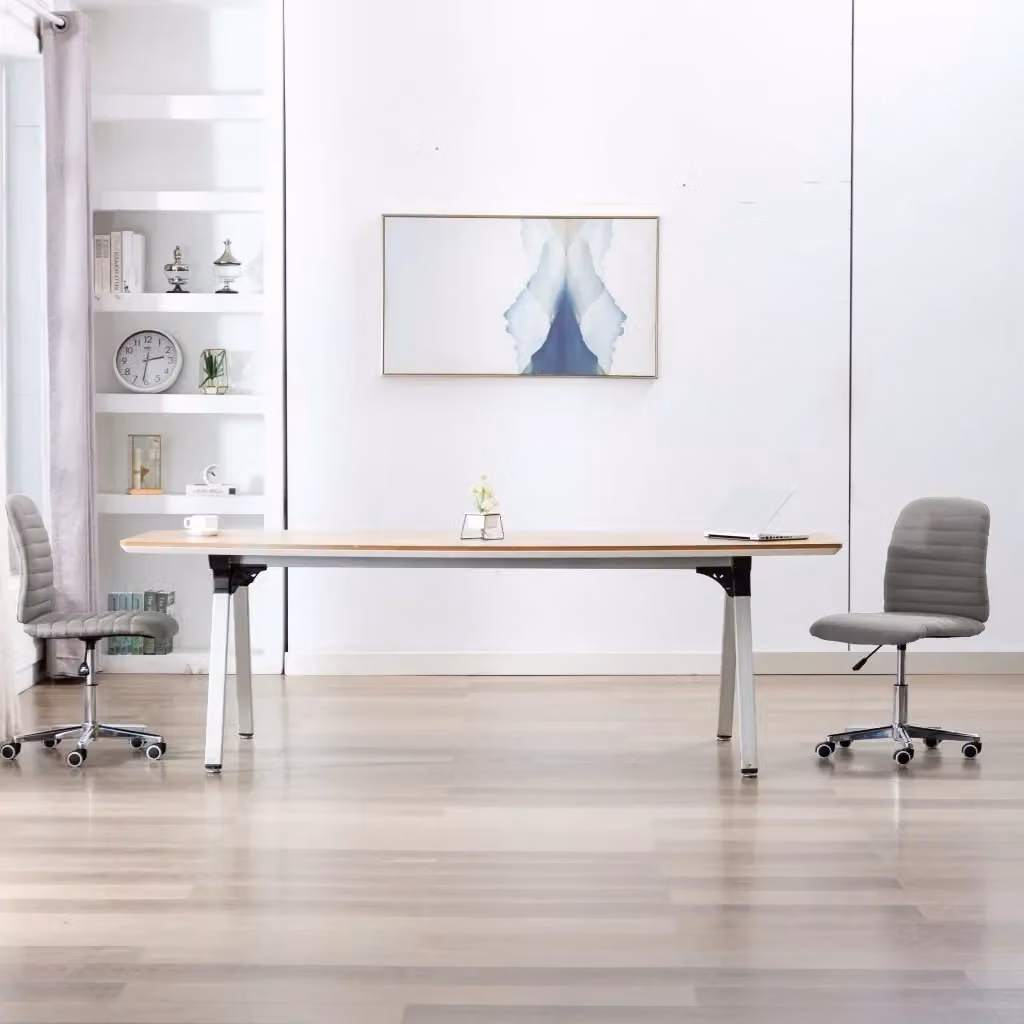 Set di 2 sedie da pranzo moderne DESIGN IN in tessuto grigio con struttura in legno e metallo, girevoli a 360 gradi con ruote – 2