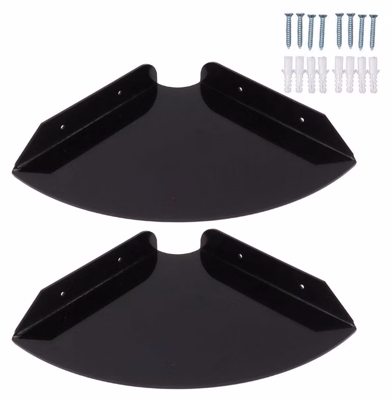 2 mensole angolari, 21x21 cm, mensole a parete, mensole sospese, colore nero, materiale acrilico