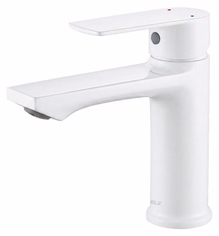 Miscelatore monocomando per lavabo, bagno, colore bianco, diametro 96 mm, antispruzzo