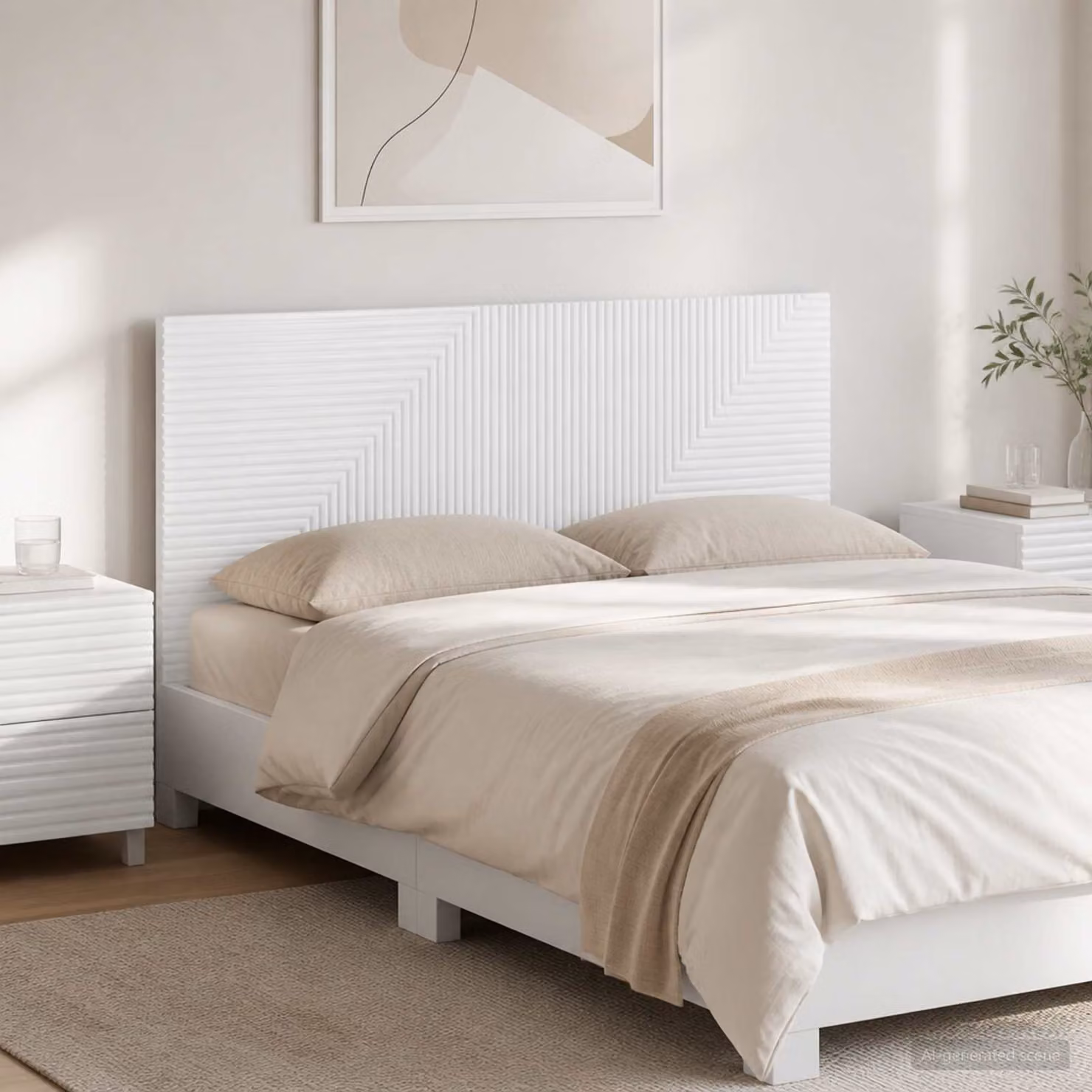 Testiera da muro vidaXL HAARLEM in legno ingegnerizzato bianco lucido con ripiano integrato L 120 x H 50 x P 10,44 cm