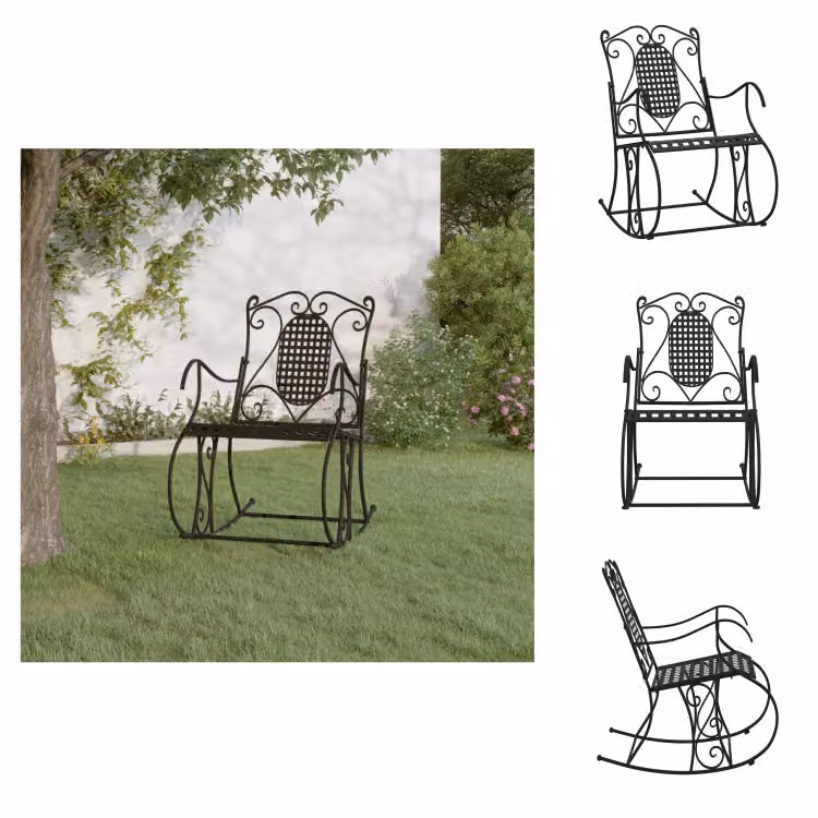 vidaXL Sedia a dondolo 84 cm in acciaio nero - Panchine da giardino