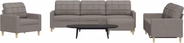 Set di Divani 4 pz con Poggiapiedi Tortora in Tessuto 3278302