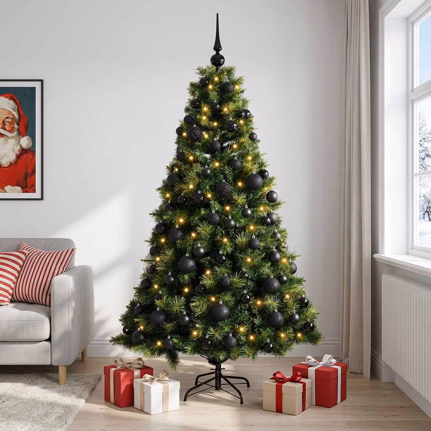 vidaXL Albero di Natale artificiale con palline 240 cm 300 LED