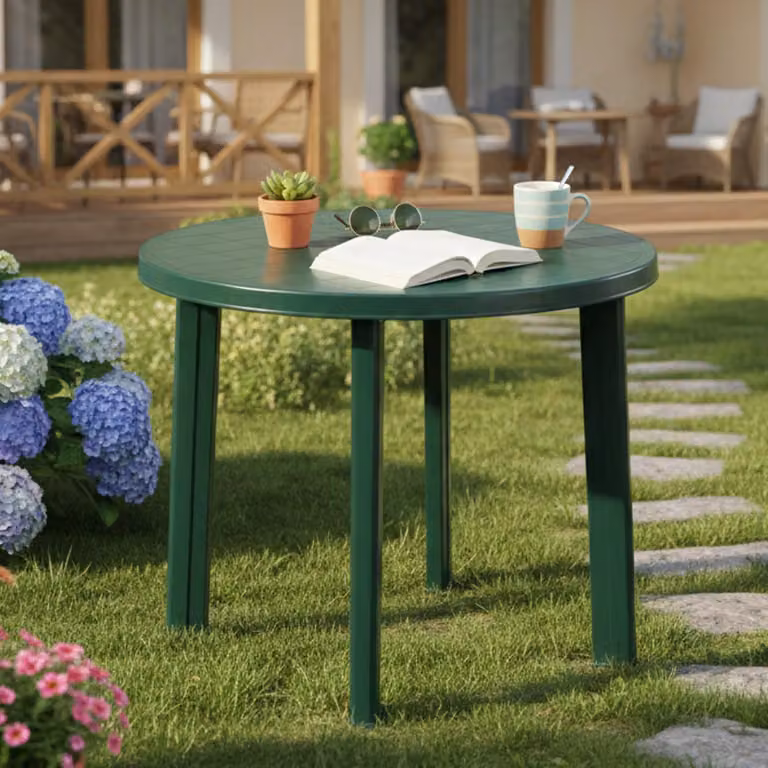 Brooksdale - Tavolo da Esterno, 90x90x72h cm Verde, 4 Posti Italy